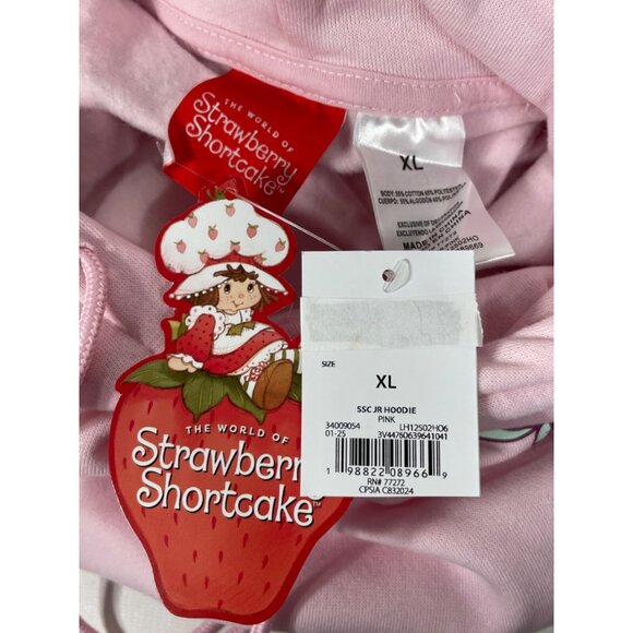 Strawberry Shortcake Womens Graphic Retro Style Hoodie XL Pink - Picture 9 of 9